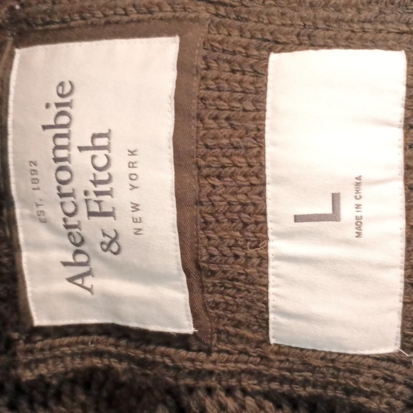 Abercrombie & Fitch Jacket Sweater Cable Knit Size Large Color Army Green NWTp - Picture 7 of 12